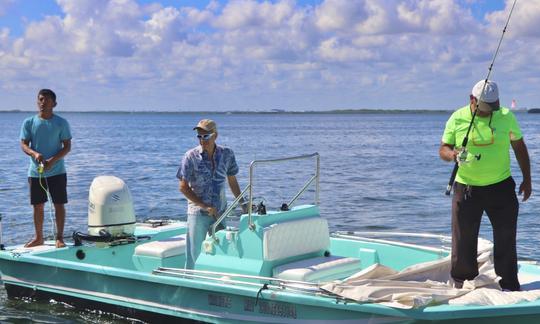 Grand bateau de pêche à la mouche à Cancún (4 personnes et équipage)