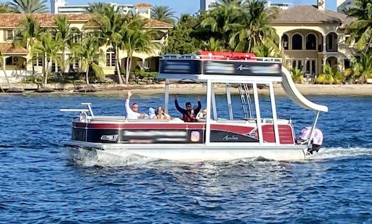 Bateau ponton à deux étages Avalon de 26 pieds avec toboggan