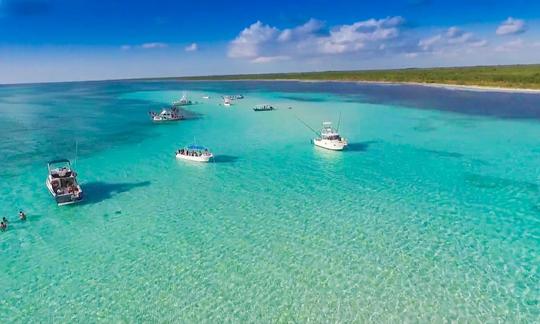 Excursion panoramique en bateau de 36 pieds à Egg Harbor et plongée avec tuba à San Miguel de Cozumel