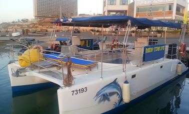 Luxury Power Catamaran for 14 +BBQ + Tubing in Tel Aviv-Yafo, Israel