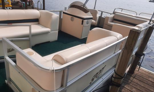 20ft Crest Sport Pontoon for rent on Findley Lake, New York