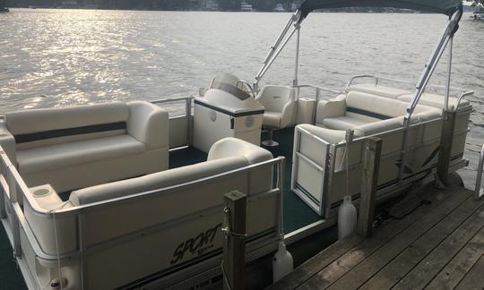 20ft Crest Sport Pontoon for rent on Findley Lake, New York