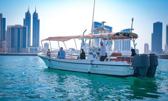 Seeb. Marine Boat cruising around Water Garden City Bay