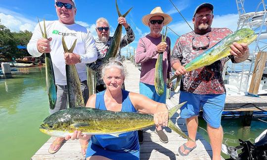 Full Day Gulfstream Charters in Islamorada onboard air-conditioned 42' Liberty Express