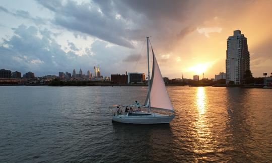 SV First Light in front of the Philadelphia skyline