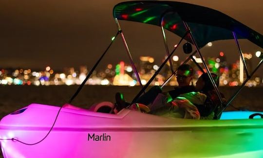 Unique Night Date idea in San Diego! Neon glowing pedal boat ride with gorgeous Downtown view!