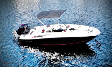 The Sand Bar Express Tahoe T-18 Deck Boat Rental in Hallandale Beach, Florida