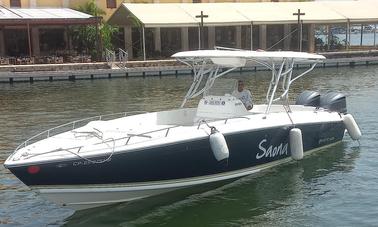 Alquile un barco privado de 38 pies para ir de isla en isla en Cartagena bolívar, Cholon Barú, Islas del Rosario