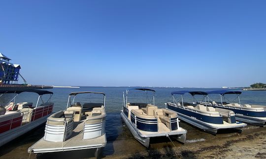 Classic Pontoon Rental in Panama City with snorkel gear 