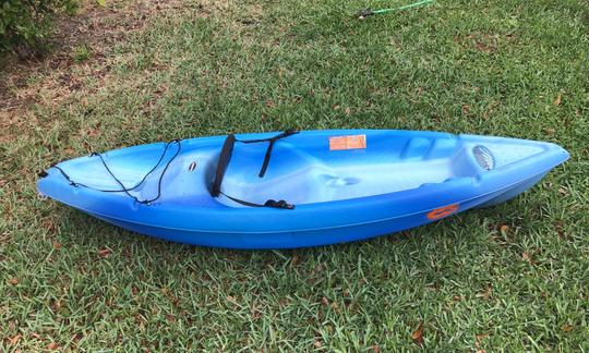 Blue Pelican Kayak with safety gear for rent in Pensacola