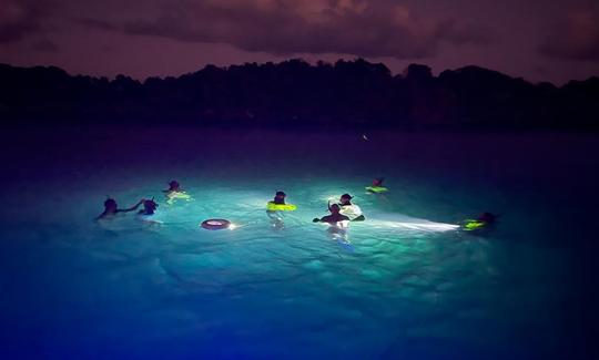 Experiência noturna de barco de mergulho com snorkel com lanches e bebidas