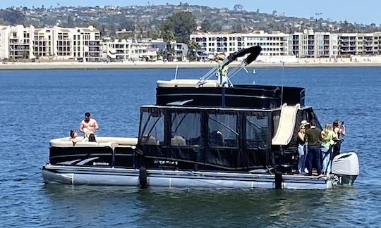 Largest Luxury Double Deck Pontoon Boat In Mission Bay w/ Waterslide Day & Night