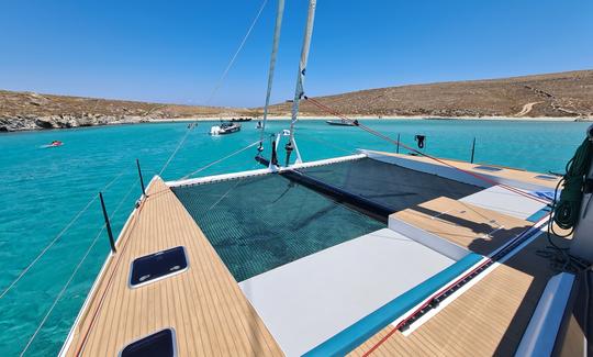 57ft SUPERNOVA A unique catamaran especially designed for luxurious day tours in Mykonos.