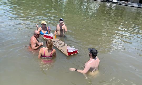 We provide Floating Beet Pong tables and supplies!