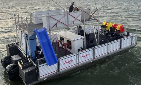 Double Decker Party Barge with Waterslide (Free Lily Pad!)