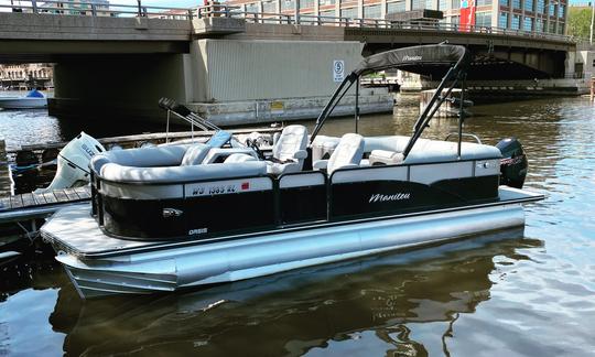 Manitou 23ft Pontoon on the Milwaukee River