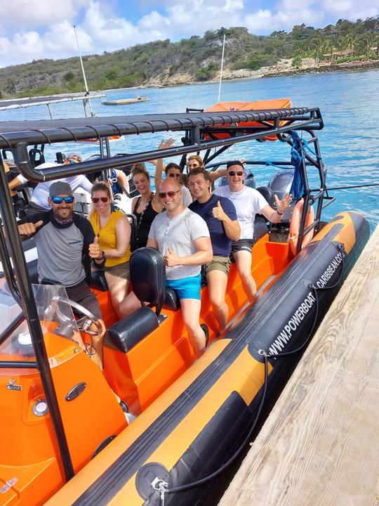 Experiência de adrenalina! Alugue uma lancha RIB de 30 pés em Curaçao (máx. 8 pessoas)