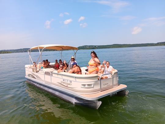 Ponton Starcraft 240 Orion de 26 pieds, grands groupes, possibilité de faire du tubing et de la pêche.