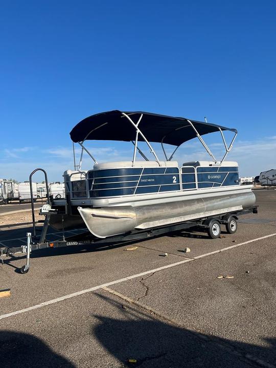 22' Godfrey Pontoon with 150 Hp Motor and full shade available at Lake Pleasant