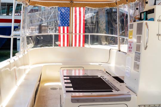 Retired Navy Launch Boat available for your group - Up to 25 passengers.