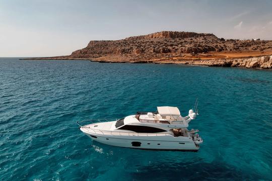 Luxury motor yacht Ferretti 592 in Ayia- Napa and Blue Lagoon