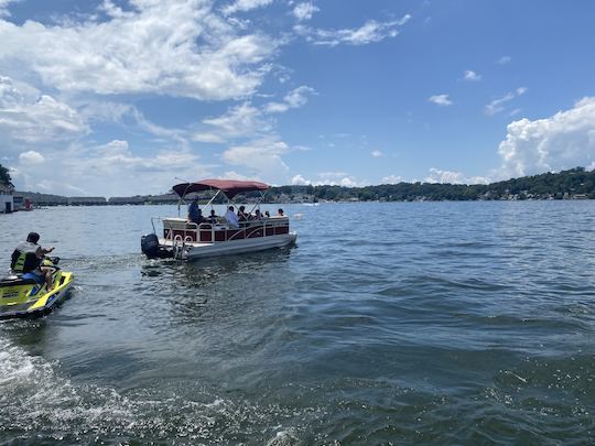 Bateau ponton sur le lac Hopatcong, balade de 2 heures au coucher du soleil !