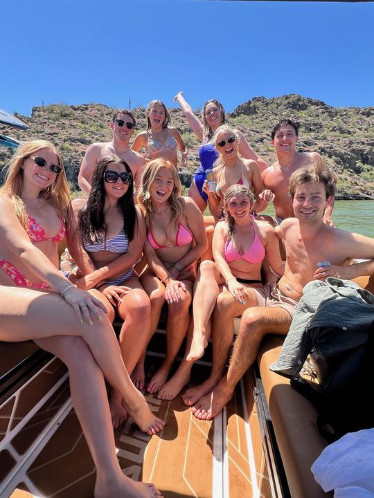 Enjoy a carefree day at Saguaro Lake with Captain Sheldon on a new 2024 wakeboat