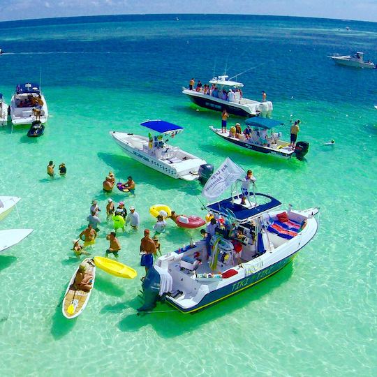 All-Inclusive SANDBAR, Snorkeling, BBQ, Sightseeing & Sunset 26’ Boat