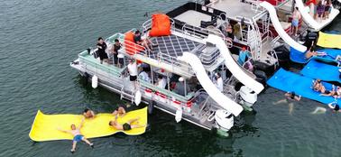 New Double Decker Party Boat w/ 2 Waterslides & Lily Pad Rental in Austin, Texas