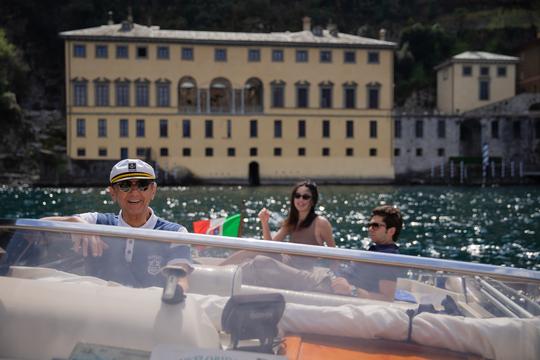 Descubra a costa sudoeste do Lago Como com o barco Molinari de 22 pés no lago!