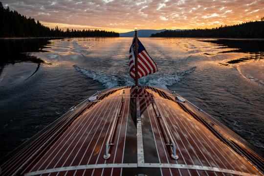 Want to get engaged on a wooden boat on Lake Tahoe? Book the 34' Hacker-Craft