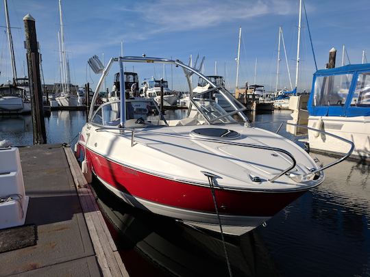 Crucero deportivo de 21 pies con torre de wakeboard