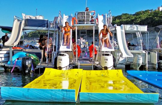 New Double Decker Party Boat w/ 2 Waterslides & Lily Pad Rental in Austin, Texas