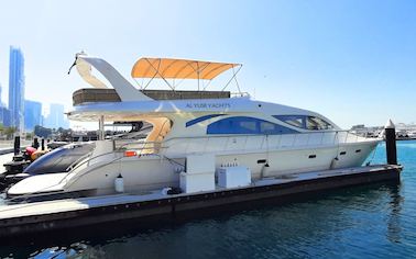 70 ft Yacht by Al Yusr Yachts for Rent in Dubai Harbour Marina – Up to 33 Guests