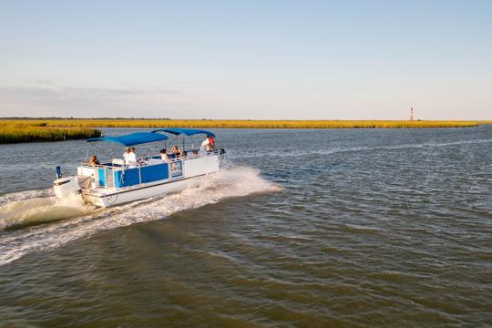 Soirée de célibataire épique de Flipper Finders ! Folly Beach - Bateau ponton de 26 pieds x 10 pieds