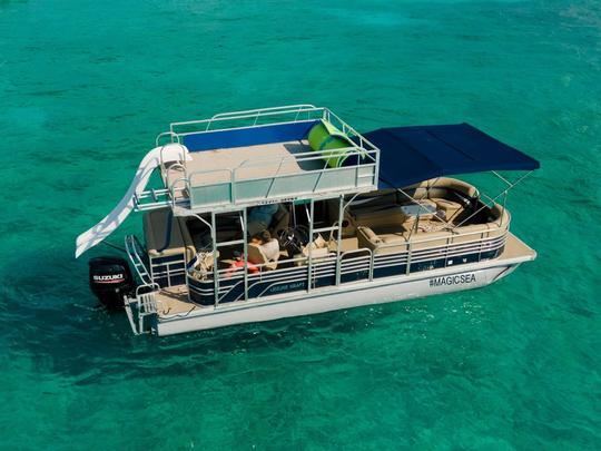 Barco Pontoon #GMBPONTOON Playa Mujeres para passeio de um dia com escorregador