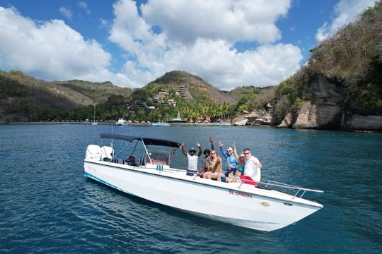 Bateau privé pour Soufrière pour visiter la cascade et le bain de boue volcanique (bateau de 31 pieds)