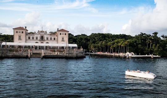 Events in Key Biscayne, Coconut Grove & Brickell with 23ft Rand Electric Boat