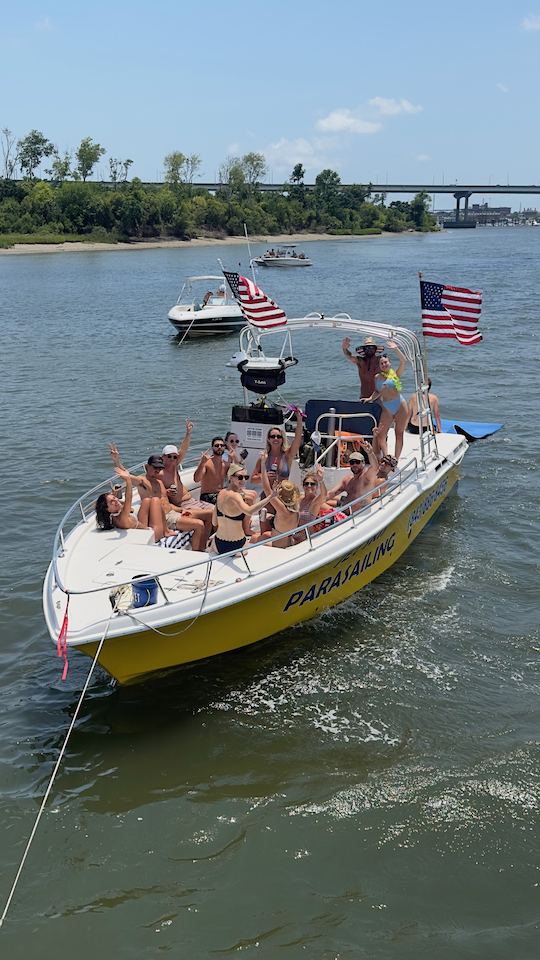 El mejor barco privado para fiestas; 35 pies con colchoneta de natación; desde Shem Creek hasta el puerto de Charleston